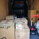 Boxes loaded in the back of a removal van
